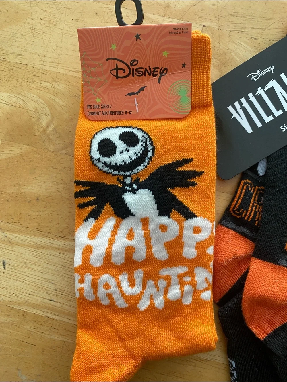 2 pair Disney halloween crew socks Cruella DeVil & NBC Jack Skellington NWT